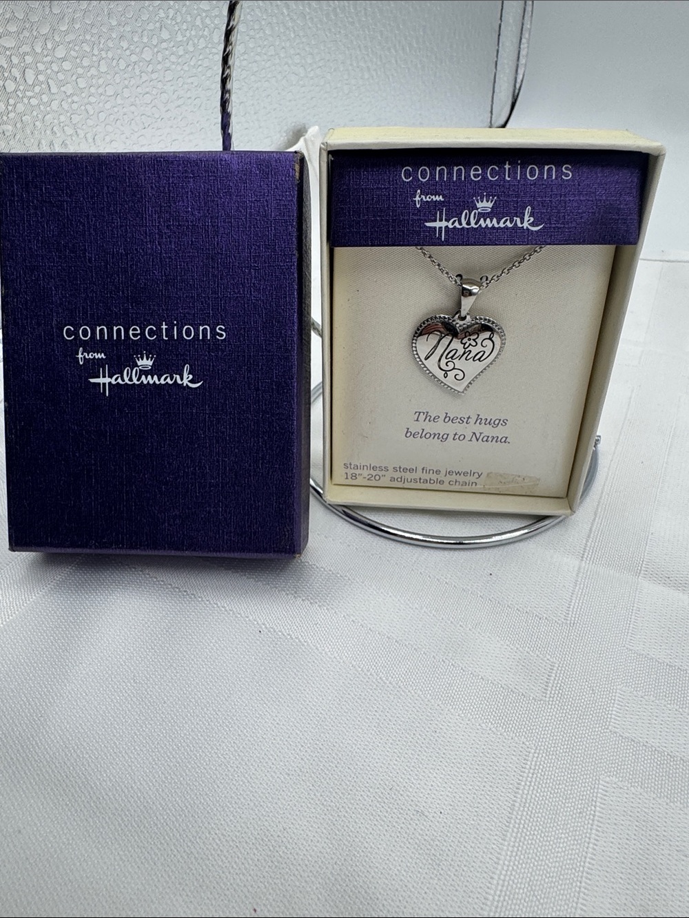 Hallmark Stainless Steel Nana Heart pendant Necklace new in box 18”+2” chain